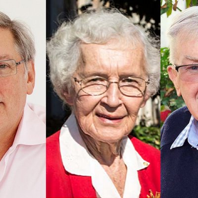 Dr Paul Eliadis AM, left; Mrs Joan Cribb OAM; Emeritus Professor Edward White AM.